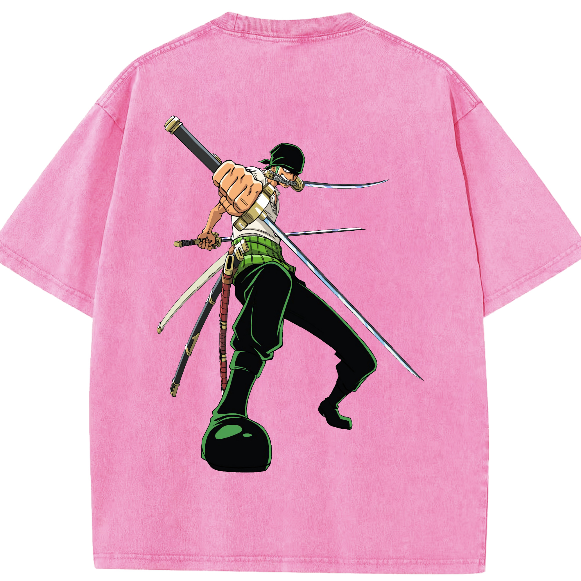 ワンピース ロロノア・ゾロ ONE PIECE Roronoa Zoro 綿100% ヴィンテージ風 半袖Tシャツ（背面プリント）